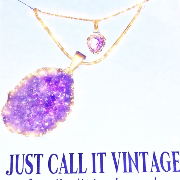 jVc ORIGIANAL 14k DOUBLE CHAIN LINKS WITH AMETHYST - Picture 2 of 3